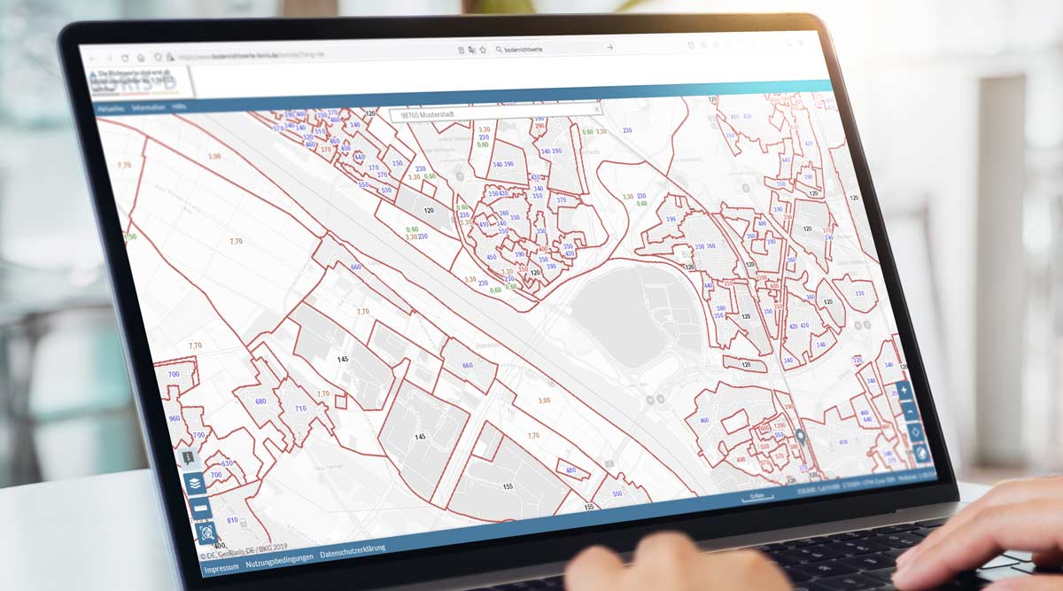Screenshot einer Bodenrichtwerte-Recherche