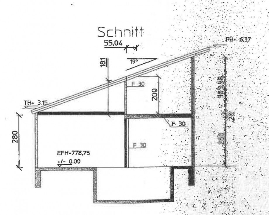 Schnitt Gewerbeeinheit Einfamilienhaus Hardt