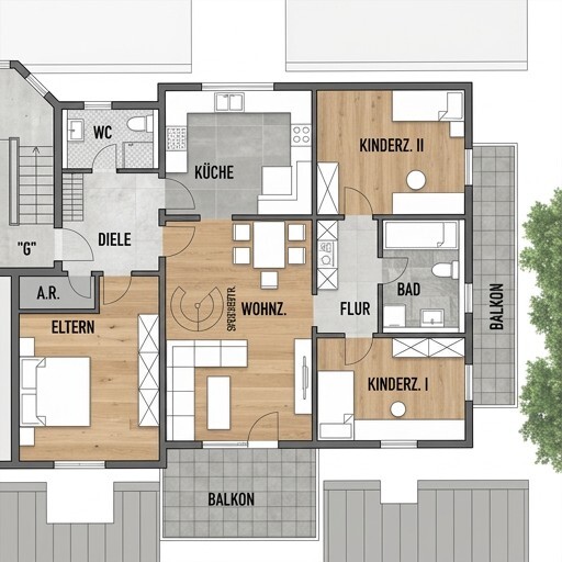 Grundriss Wohnen Maisonettewohnung Tennenbronn