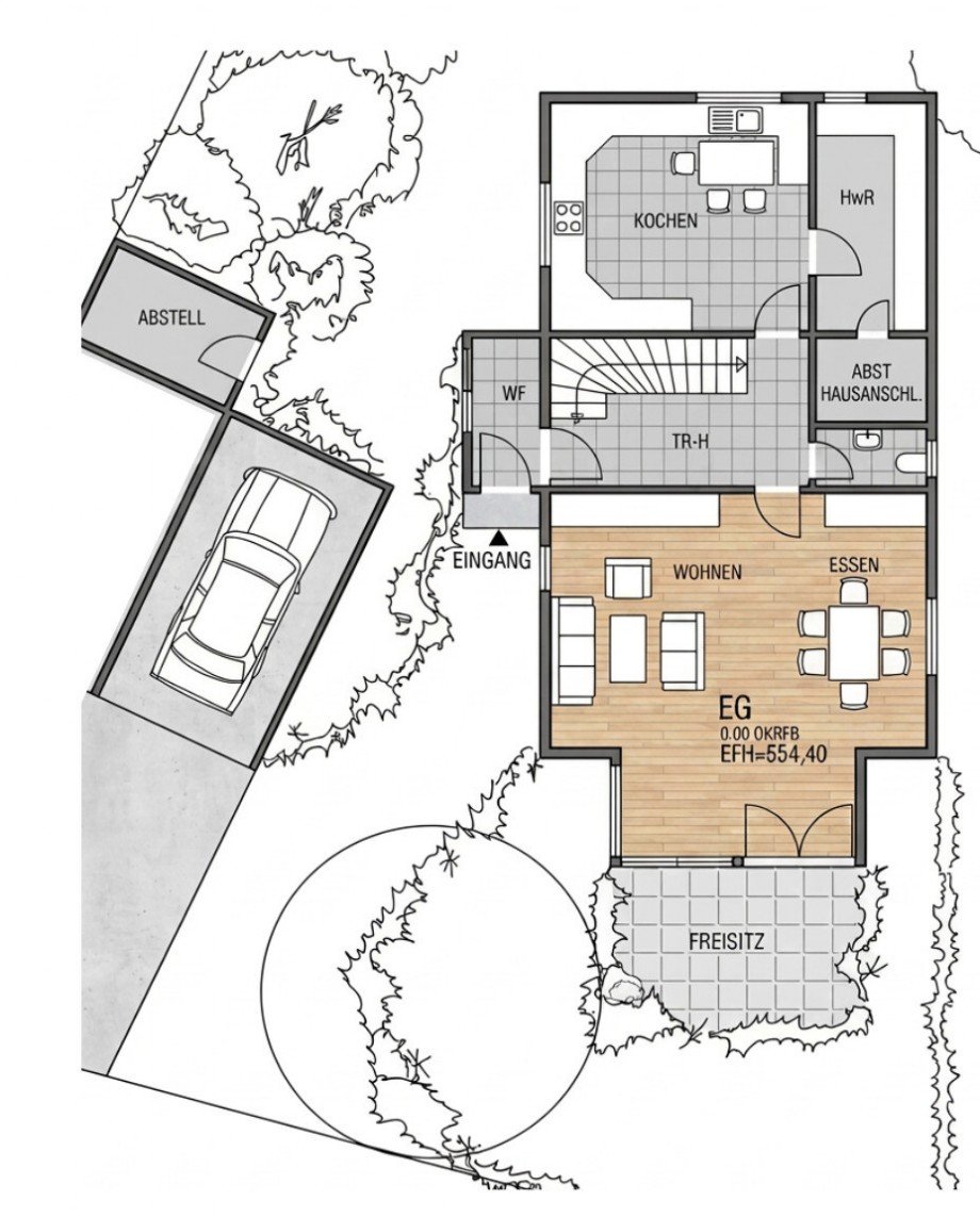 Grundriss EG Doppelhaush�lfte Schramberg