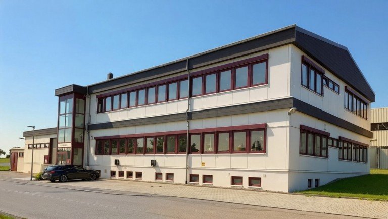 Au�enansicht Hardt Produktion Moderne Produktionshalle mit B�rotrakt zu verkaufen!