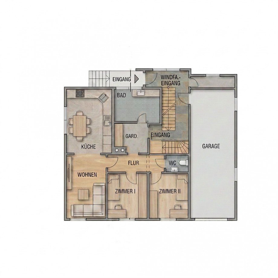 Grundriss EG Etagenwohnung Tennenbronn