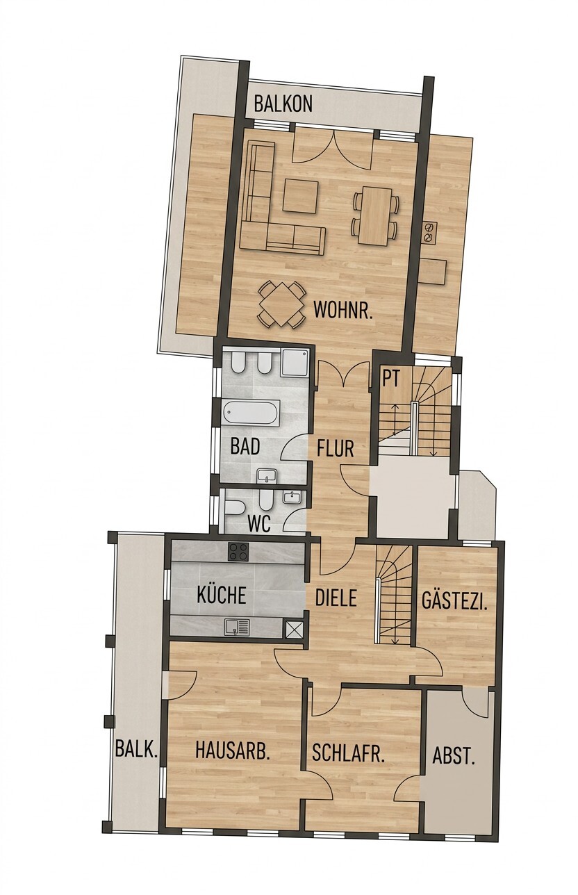 Grundriss Obergschoss Dachgeschosswohnung Lauterbach