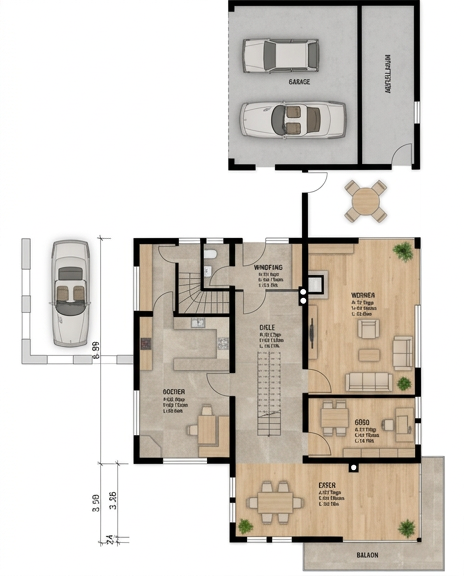 Grundriss EG Zweifamilienhaus Schramberg