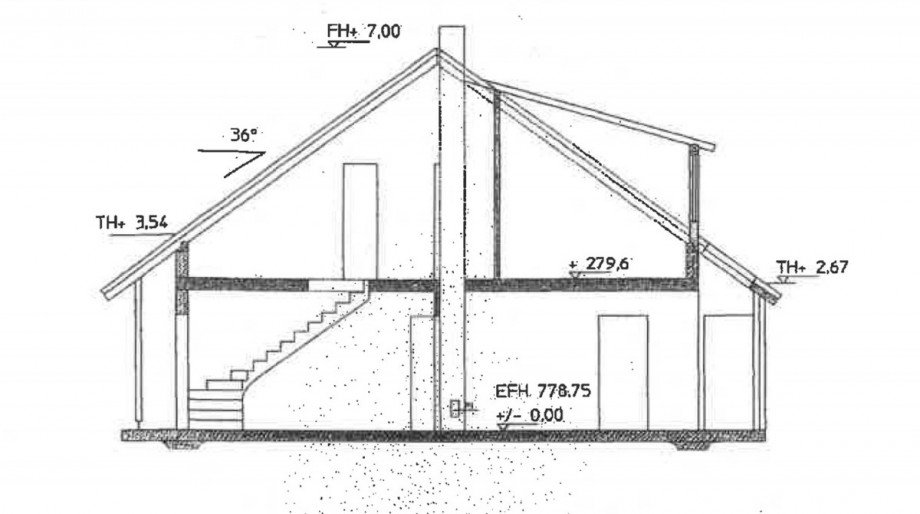 Schnitt Wohngeb�ude Einfamilienhaus Hardt