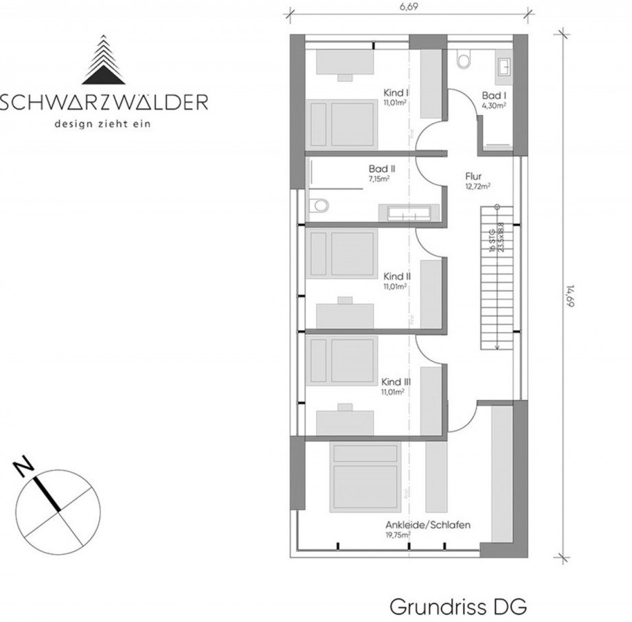 Grundriss DG Einfamilienhaus Sankt Georgen im Schwarzwald