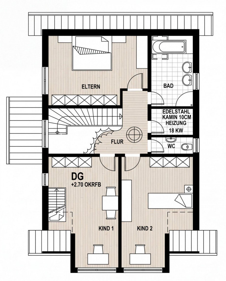 Grundriss 1. OG Doppelhaush�lfte Schramberg