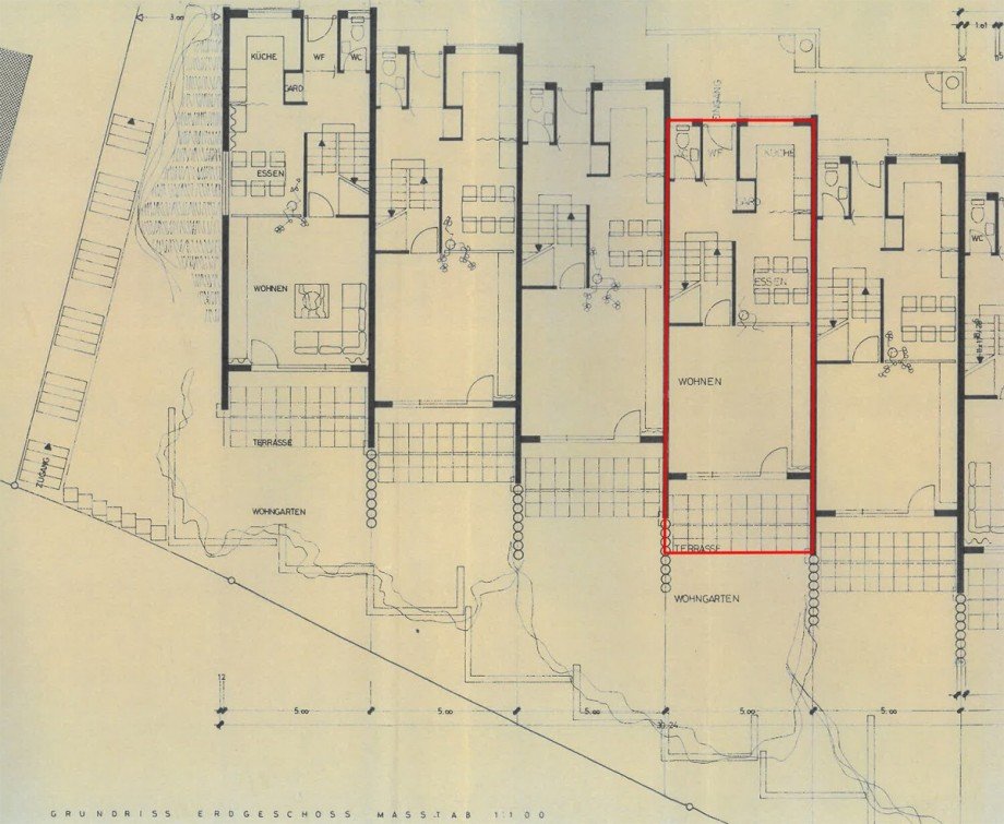 Grundriss 1. Ebene Reihenmittelhaus Schramberg