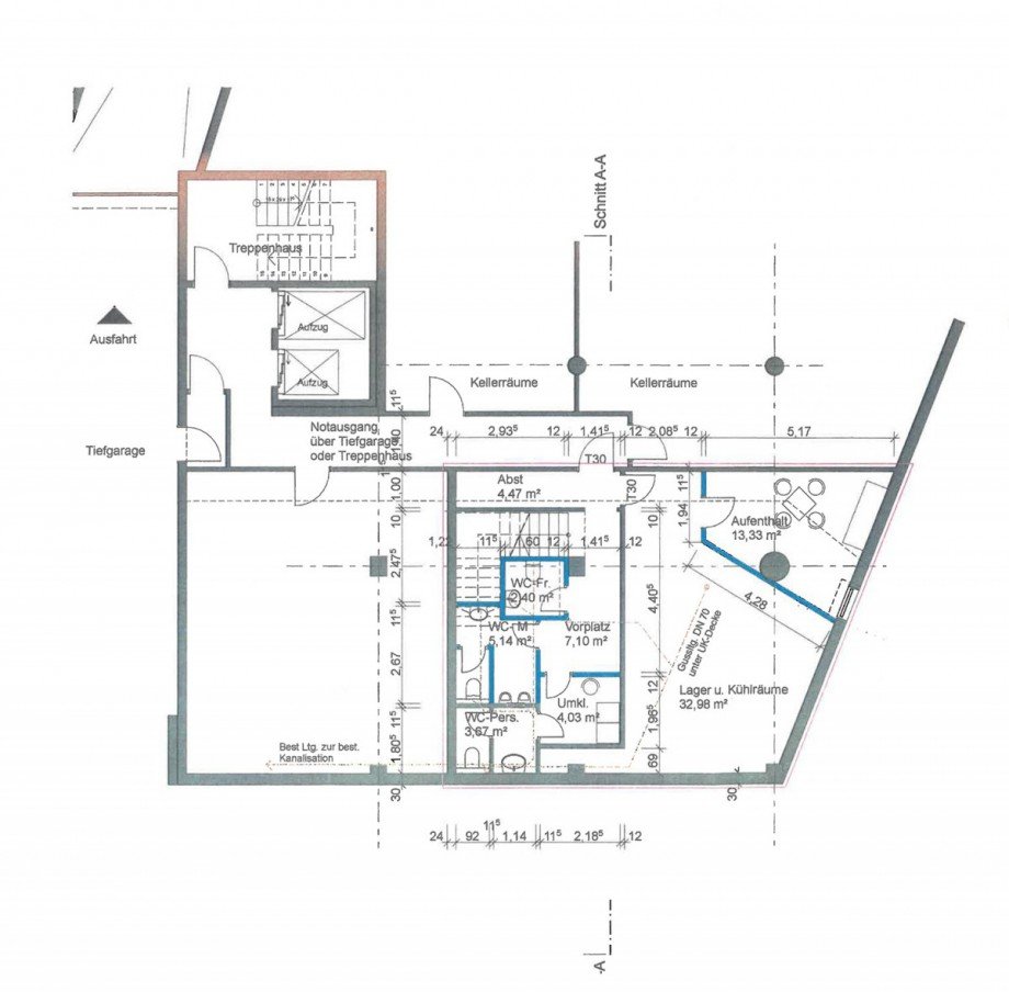Grundriss Untergeschoss Ladenlokal Schramberg